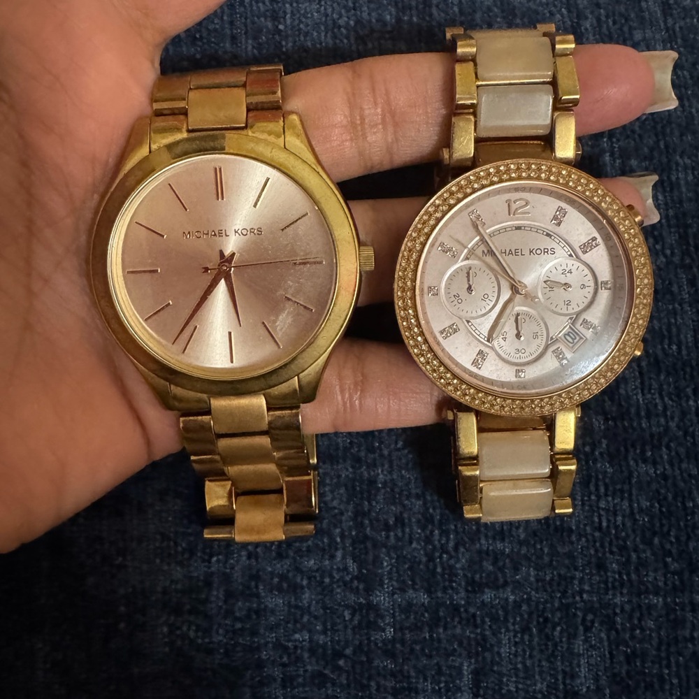 Michael Kors Gold and Cream Watch Duo